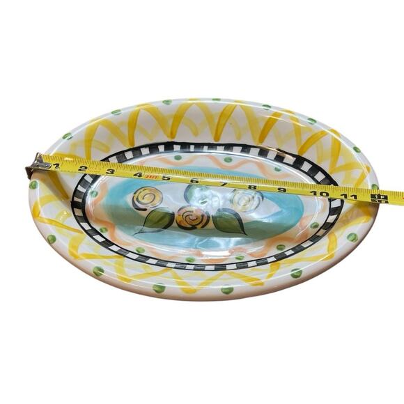 Vintage Vicki Carroll Oval Serving Pottery Platter Hand Painted & Signed 1996 - Picture 3 of 6